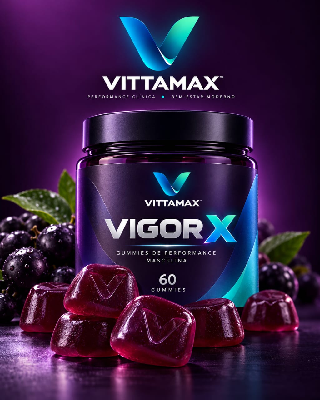 Frasco oficial do VigorX Vittamax com gummies